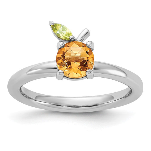 Exclusive Sterling Silver Stackable Ring, 18mm with Citrine & Peridot Accents