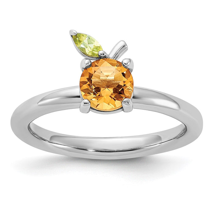 Shop Stylish Sterling Silver Stackable Ring - 14K Gold RH-Plating, Citrine & Peridot Accents-1