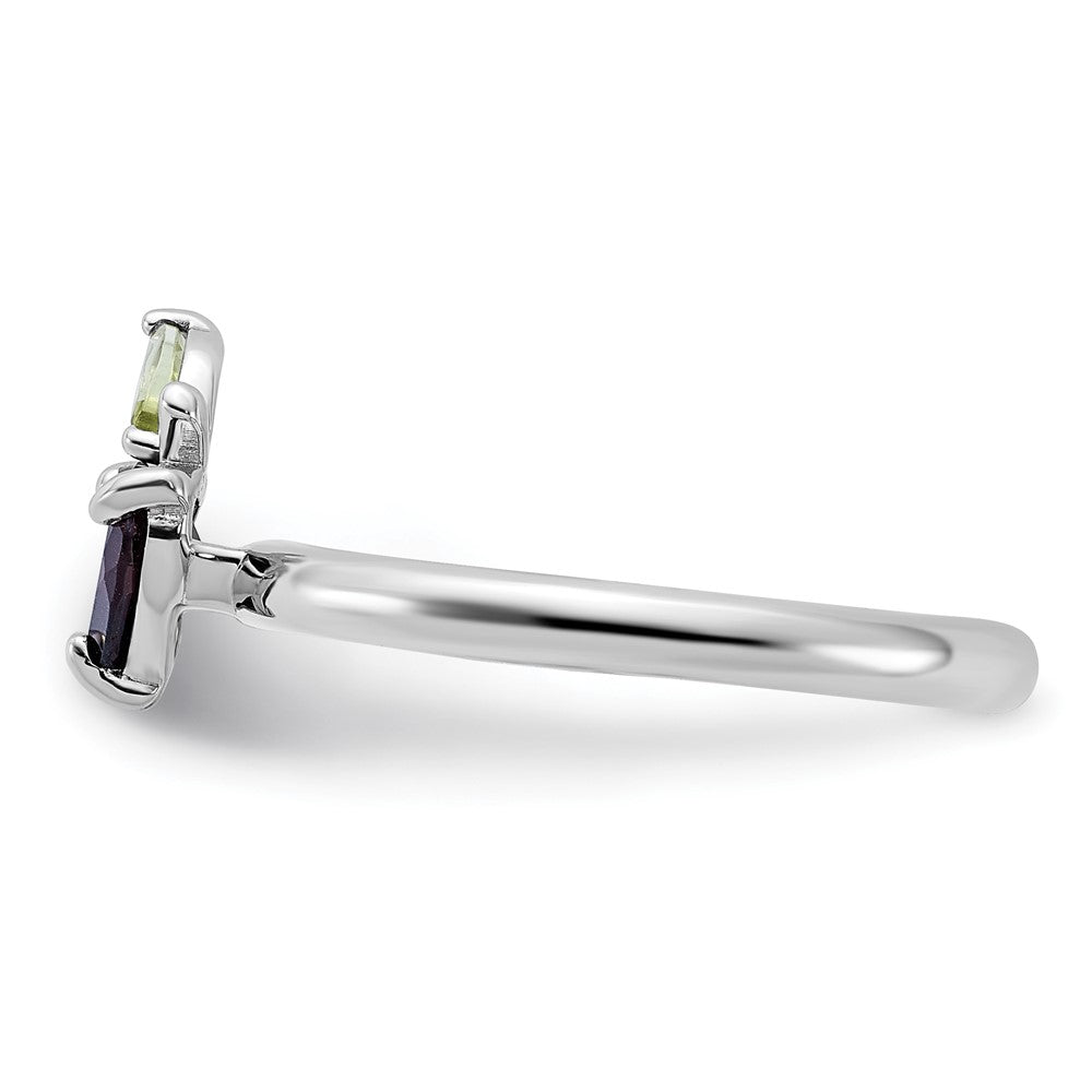 Shop Stylish Sterling Silver Stackable Ring with Garnet & Peridot - Affordable!