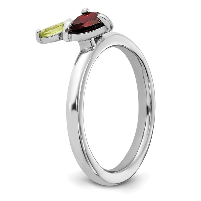 Buy Exclusive Sterling Silver Stackable Expressions Ring with Garnet & Peridot-5