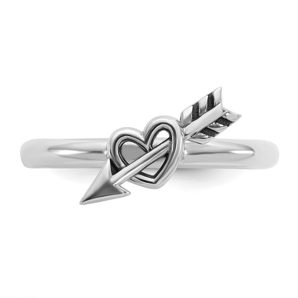 High-Quality Antiqued Heart & Arrow Stackable Ring in Sterling Silver - Stylish Value