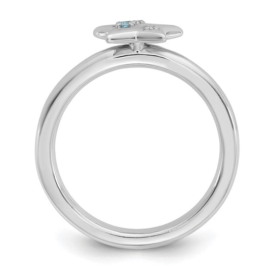 Buy Stylish Sterling Silver Stackable Star Ring - Rhodium-Plated, Topaz Gemstones