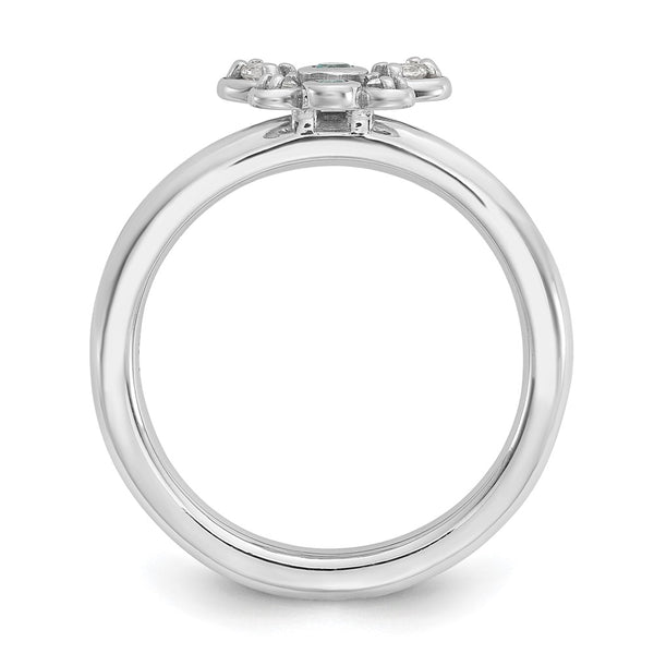 Sterling Silver Stackable Butterfly Ring - 14K Rhodium-Plated, Topaz