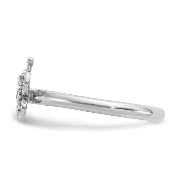 Shop Stylish Sterling Silver Stackable Butterfly Ring | 14K Rhodium-Plated, Topaz-3