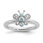 Shop Stylish Sterling Silver Stackable Butterfly Ring | .85mm, Rhodium-Plated, Topaz-2