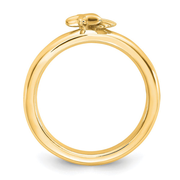 Gold-Plated Starfish & Shell Stackable Ring in Sterling Silver