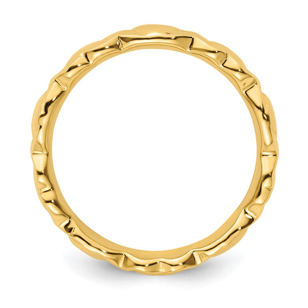 Gold-Plated Hearts Ring in Sterling Silver - Stackable