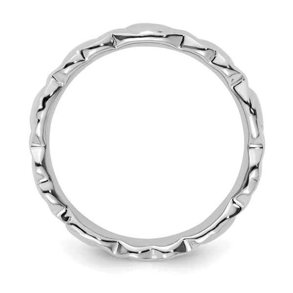 Rhodium-Plated Sterling Silver Stackable Heart Ring - Style GR1-1019240
