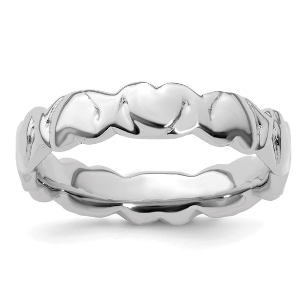 Rhodium-Plated Sterling Silver Stackable Heart Ring - Style GR1-1019240