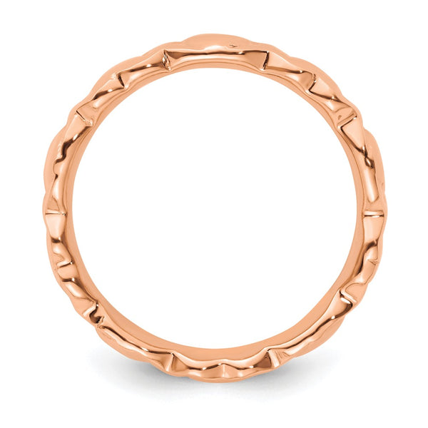 Pink-Plated Heart Stackable Ring in Sterling Silver