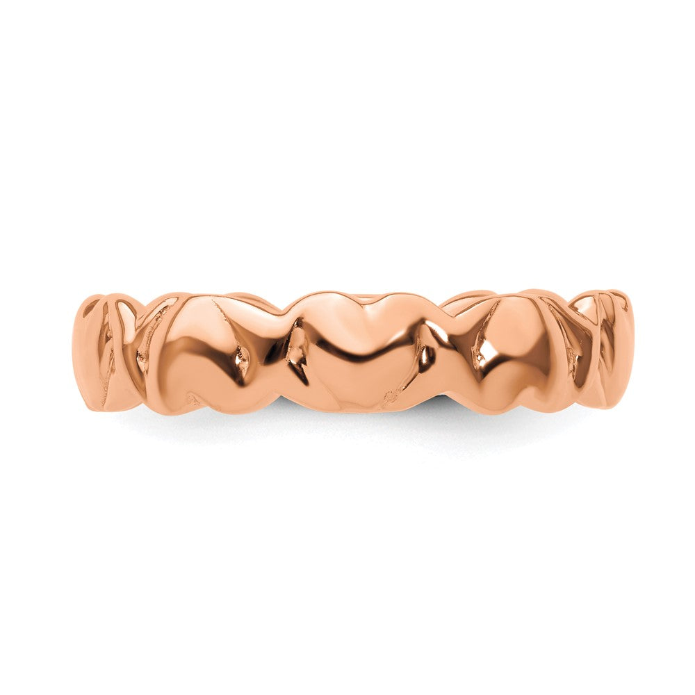 Shop Exclusive Sterling Silver Stackable Hearts Ring with Pink Plating - Stylish!