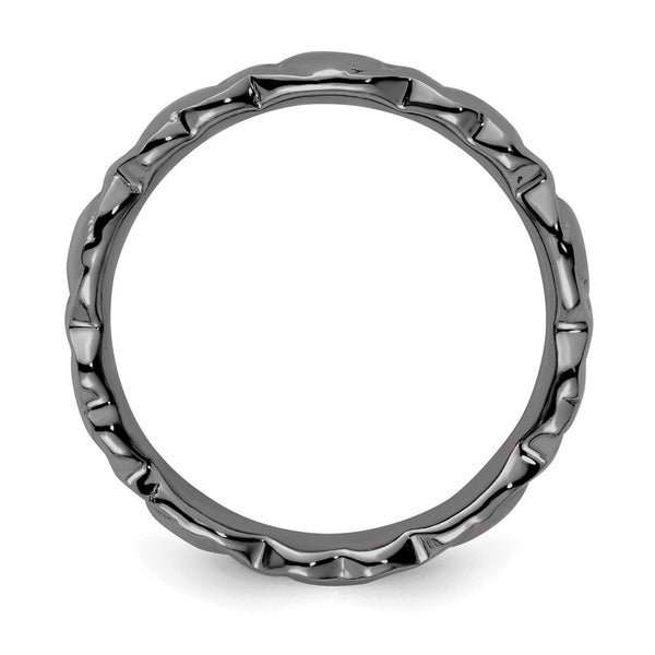 Black-Plated Heart Ring in Sterling Silver - Stackable Expressions
