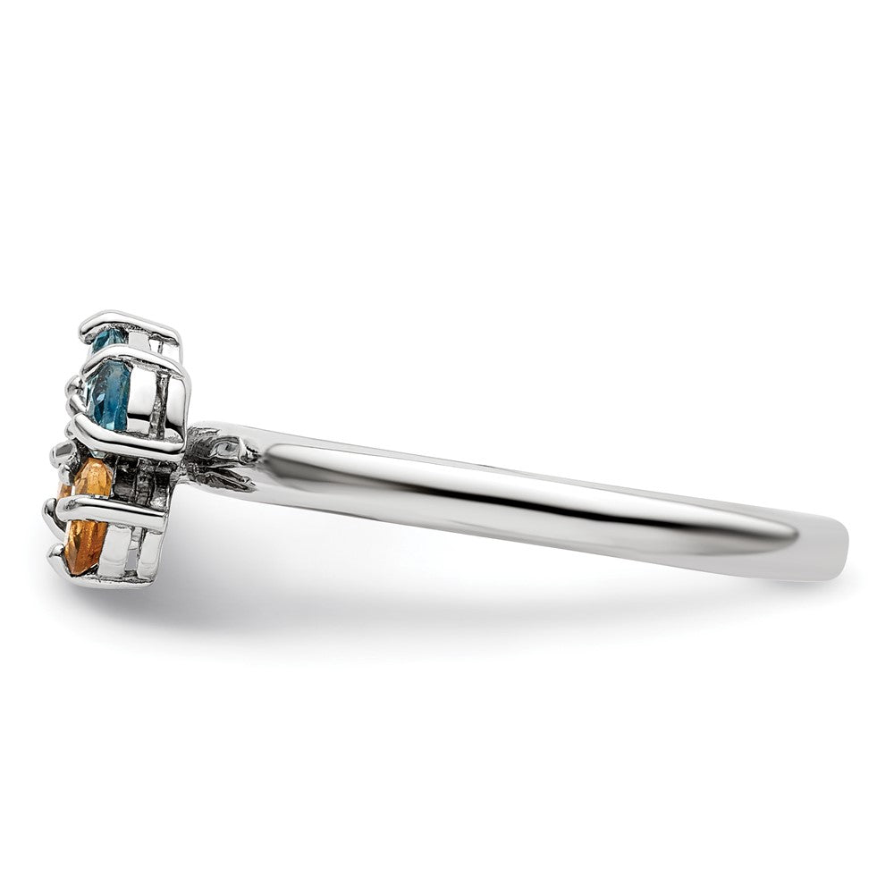 High-Quality Sterling Silver Stackable Butterfly Ring with Blue Topaz & Citrine - Affordable Luxury!