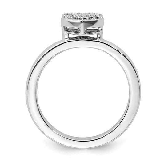 Shop Stylish Sterling Silver Heart Diamond Stackable Ring - 14K Gold Accent