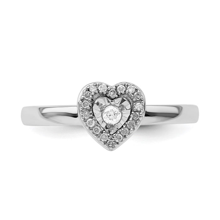 Shop Stylish Sterling Silver Heart Diamond Stackable Ring - 14K Gold Accent-4