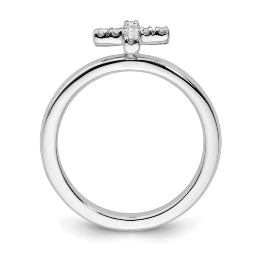 Buy Stylish Sterling Silver Stackable Cross Diamond Ring - 14K Gold Accent