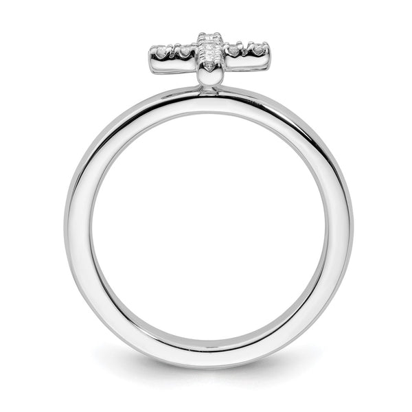 Sterling Silver Diamond Cross Stackable Ring