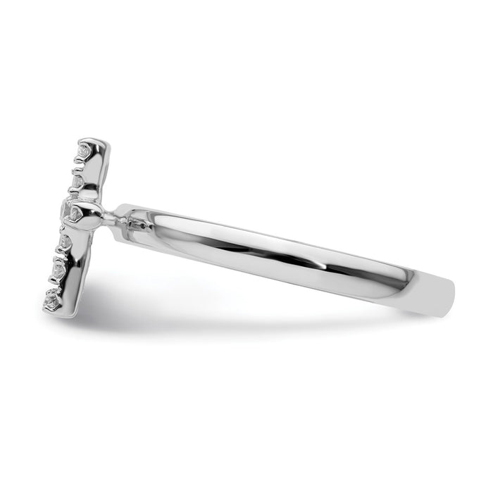 Buy Stylish Sterling Silver Stackable Cross Diamond Ring - 14K Gold Accent-3