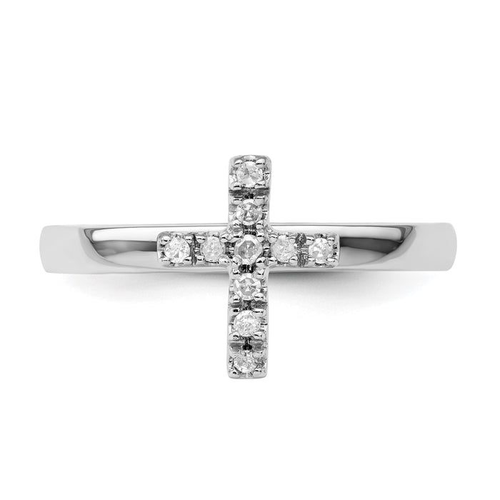 Buy Stylish Sterling Silver Stackable Cross Diamond Ring - 14K Gold Accent-4
