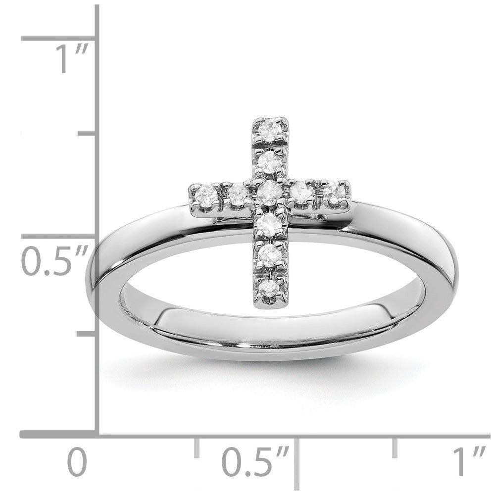 Buy Stylish Sterling Silver Stackable Cross Diamond Ring - 14K Gold Accent