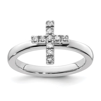 Exclusive Sterling Silver Diamond Cross Stackable Ring - Stylish & Affordable!