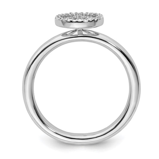 Exclusive Sterling Silver Diamond-Studded Stackable Peace Symbol Ring | Stylish Design