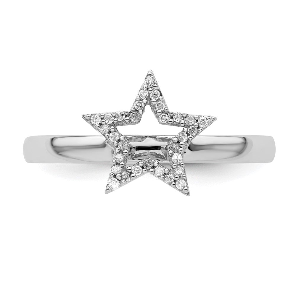 Shop Stylish Sterling Silver Stackable Star Diamond Ring - 14K Gold Accents