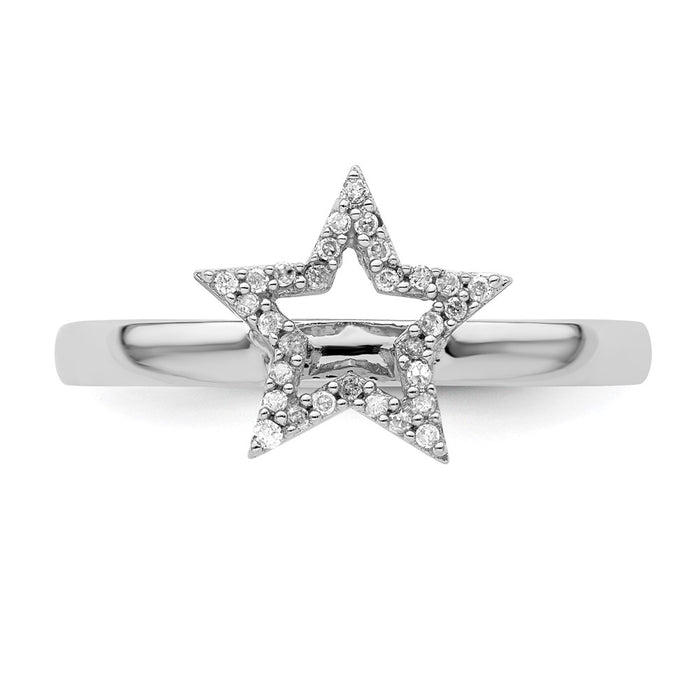 Shop Stylish Sterling Silver Stackable Star Diamond Ring - 14K Gold Accents-4