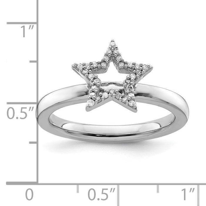Shop Stylish Sterling Silver Stackable Star Diamond Ring - 14K Gold Accents-5