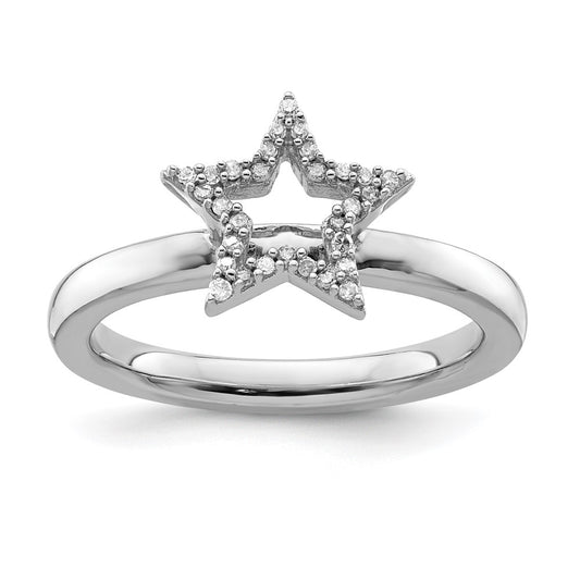 Shop Stylish Sterling Silver Stackable Star Diamond Ring - 14K Gold Accents
