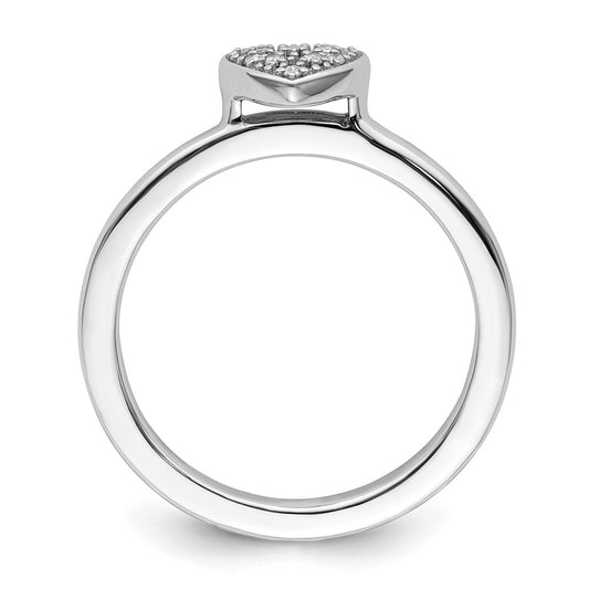 Buy Stylish Sterling Silver Heart Diamond Stackable Ring - .85mm, 14K Gold
