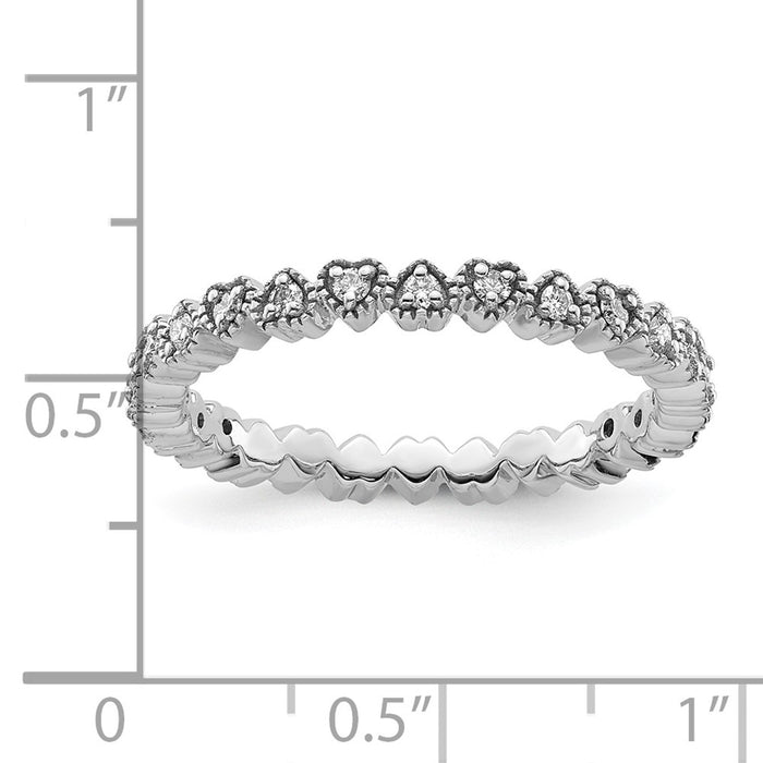 Exclusive Sterling Silver Diamond Heart Stackable Ring - Stylish & Affordable-4
