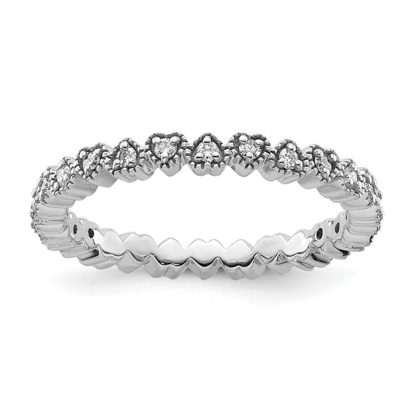 Sterling Silver Diamond Heart Stackable Ring - Style GR1-1009351
