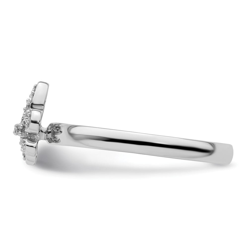 Shop Stylish Sterling Silver Stackable Fleur De Lis Ring with Diamonds - Affordable Luxury