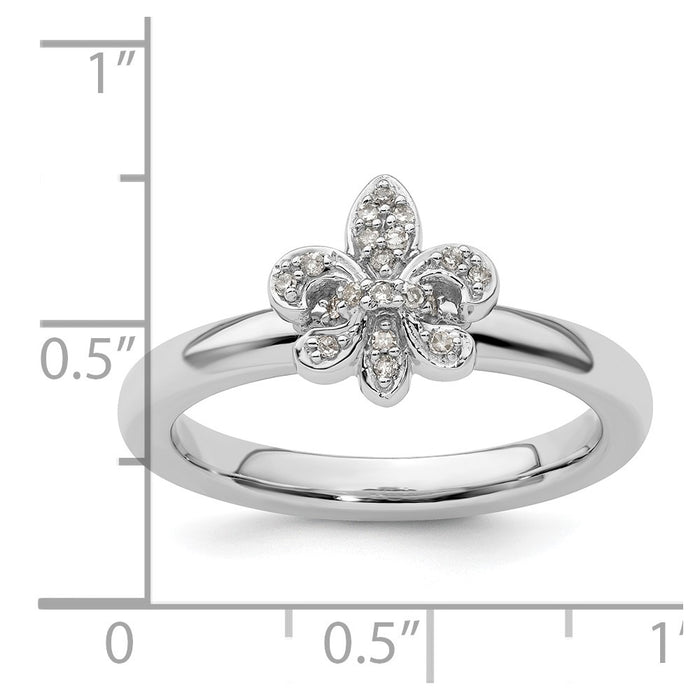 High-quality Sterling Silver Fleur De Lis Diamond Ring | Stylish Stackable Design-5