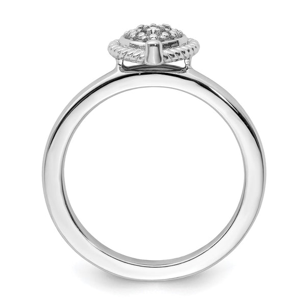 Buy Stylish Sterling Silver Heart Diamond Stackable Ring - 14K Gold Accent