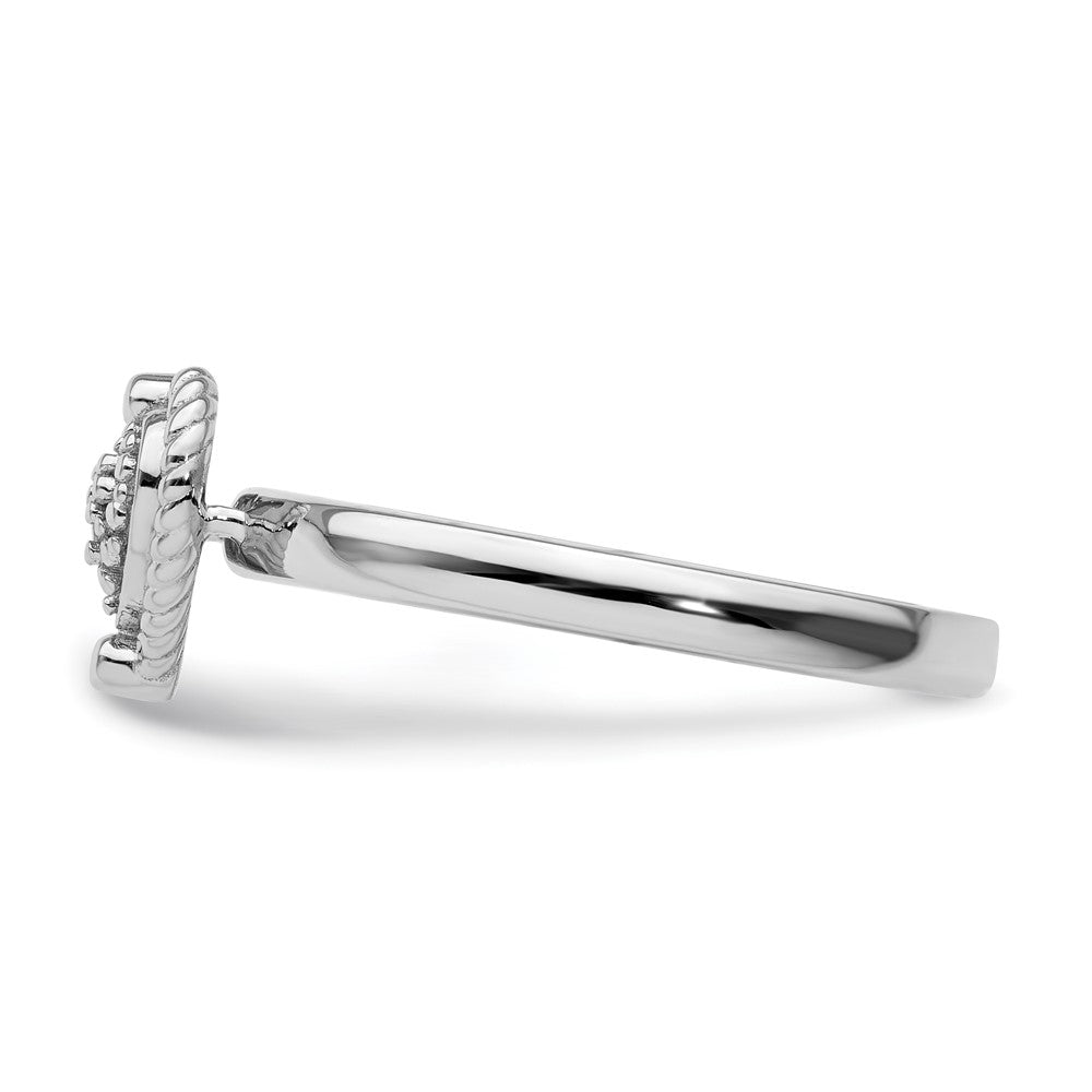 Buy Stylish Sterling Silver Heart Diamond Stackable Ring - 14K Gold Accent
