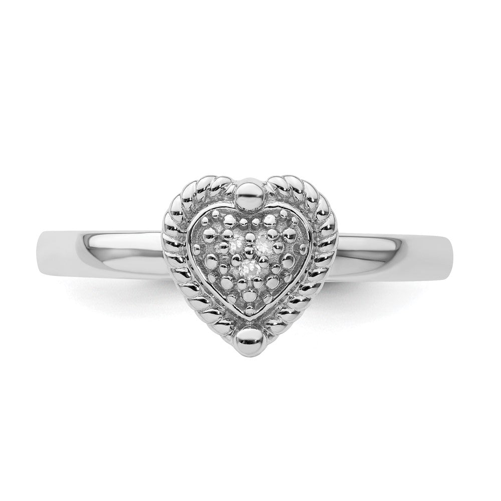 Buy Stylish Sterling Silver Heart Diamond Stackable Ring - 14K Gold Accent
