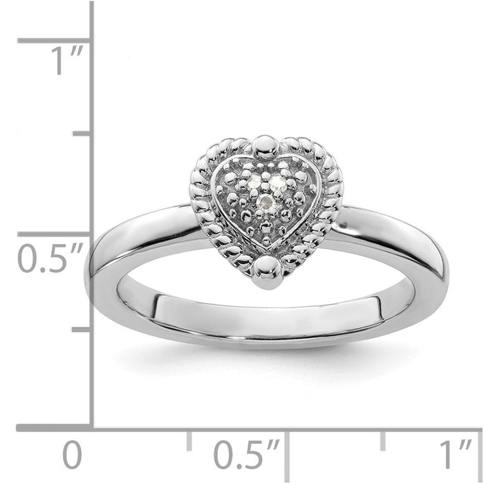 Buy Stylish Sterling Silver Heart Diamond Stackable Ring - 14K Gold Accent-5