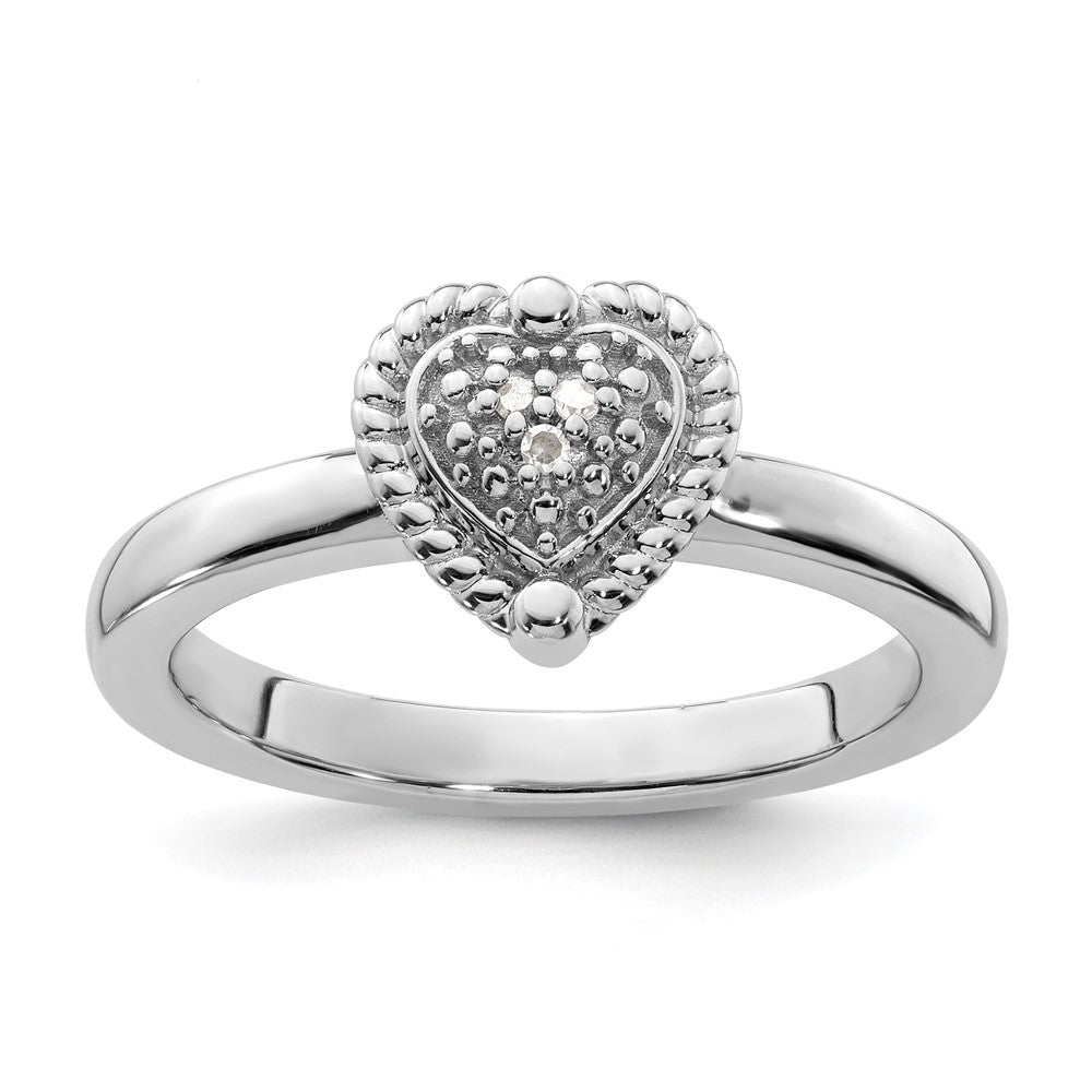 Buy Stylish Sterling Silver Heart Diamond Stackable Ring - 14K Gold Accent