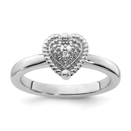 Buy Stylish Sterling Silver Heart Diamond Stackable Ring - 14K Gold Accent