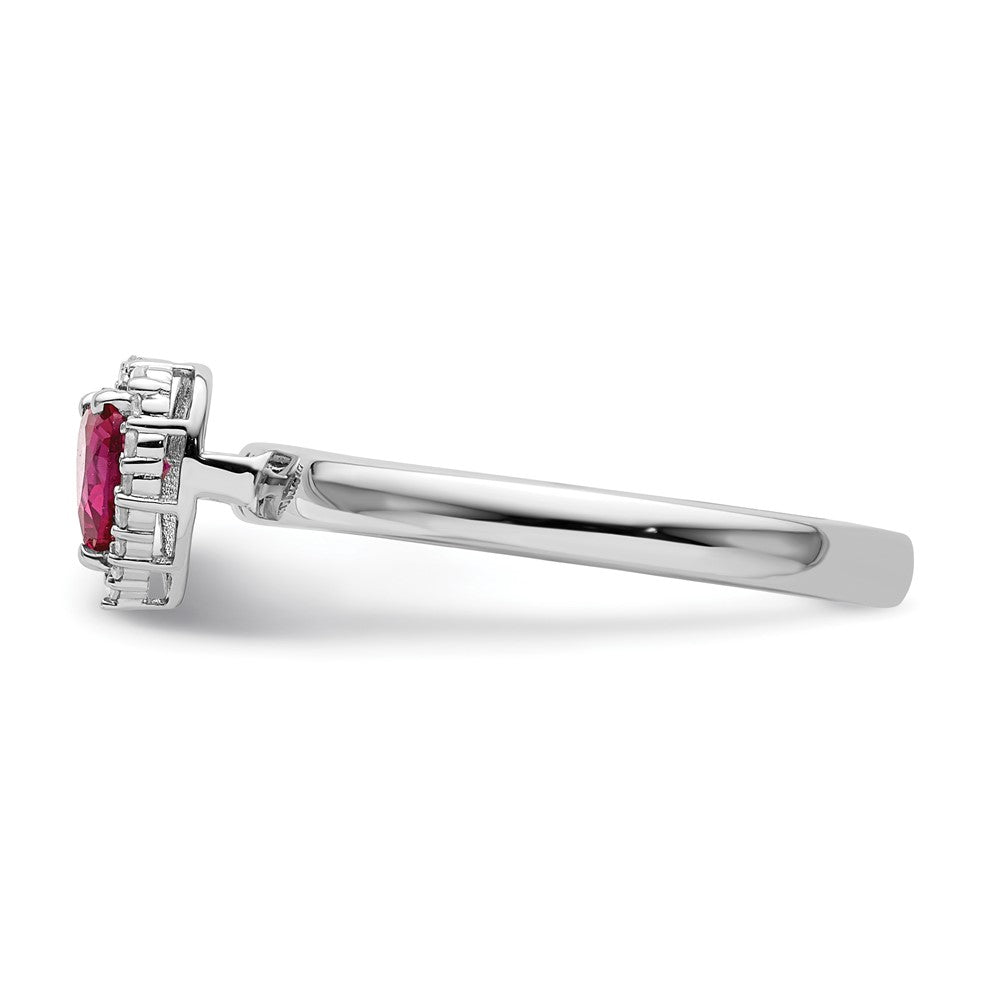 Buy Stylish Sterling Silver Stackable Heart Ring with Ruby & Diamond Accents