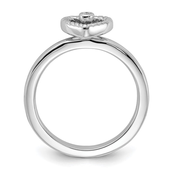 Sterling Silver Heart Diamond Stackable Ring - Style GR1-1019106