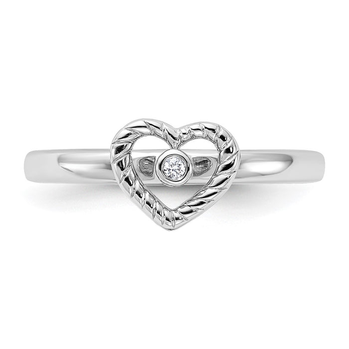 Exclusive Sterling Silver Heart Diamond Stackable Ring - Stylish Design-4
