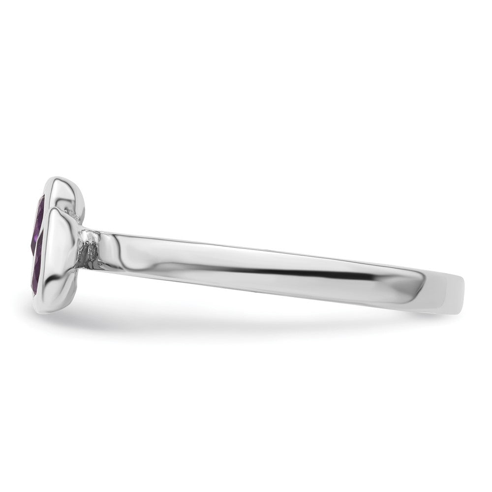 Shop Exclusive Sterling Silver Amethyst Double Heart Stackable Ring - Stylish Value!