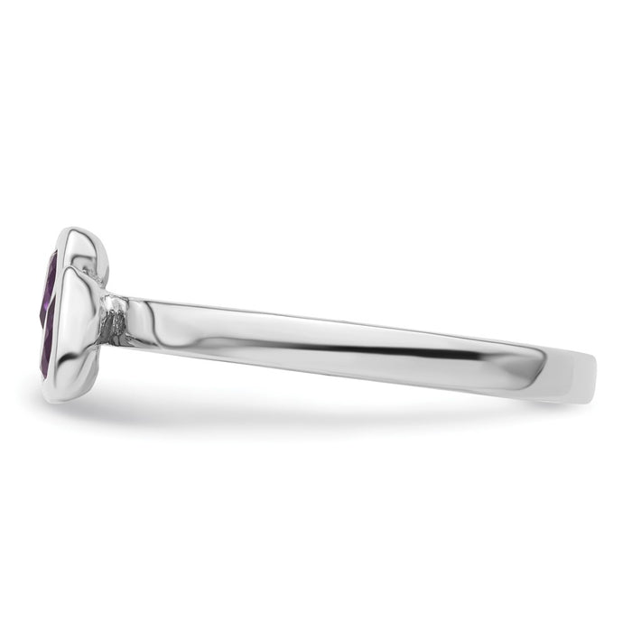 Exclusive Sterling Silver Amethyst Double Heart Ring | Stylish Stackable Design-3
