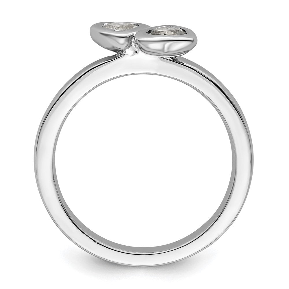 Shop Stylish Sterling Silver Double Heart Ring with White Topaz Accents