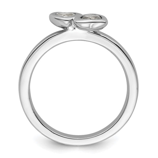 Shop Stylish Sterling Silver Double Heart Ring with White Topaz Accents
