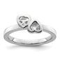 Shop Stylish Sterling Silver Double Heart Ring with White Topaz Accents-1