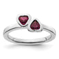 Buy Exclusive Sterling Silver Double Heart Stackable Ring with Rhodolite Garnet-1